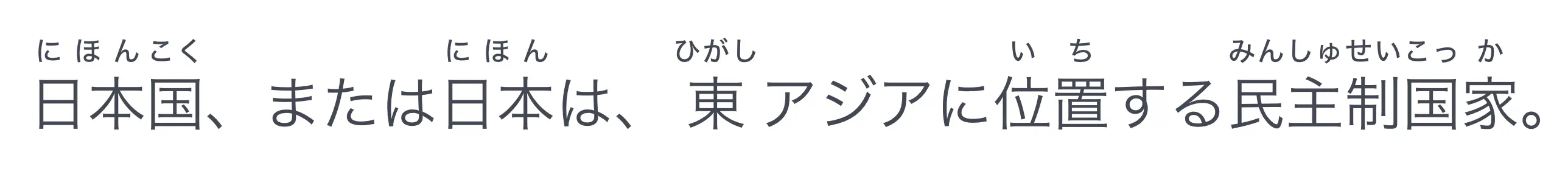 An example sentence with furigana annotations